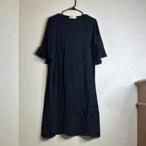 Chic Black Midi Dress with Ruffle Sleeves